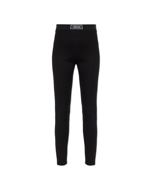 Versace Natural Leggings With Logo Patch