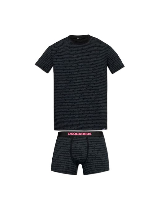 DSquared² Black Lingerie Set: T-Shirt And Boxer Shorts for men