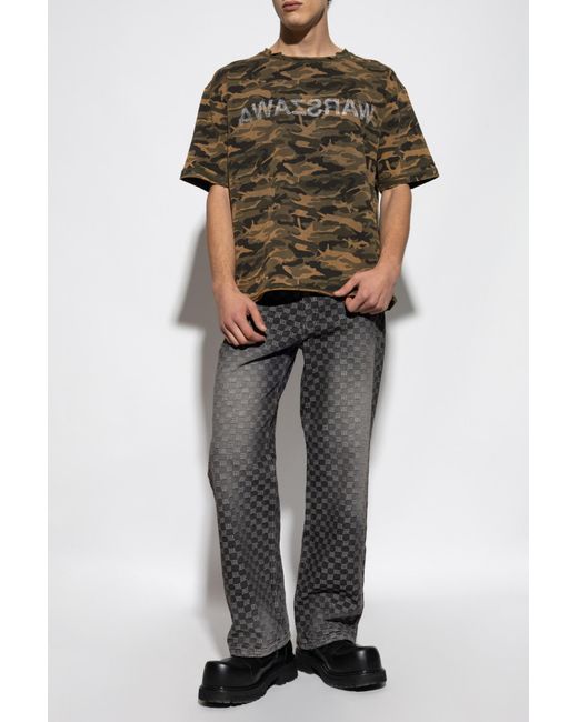 M I S B H V Green Camo Print T-Shirt for men