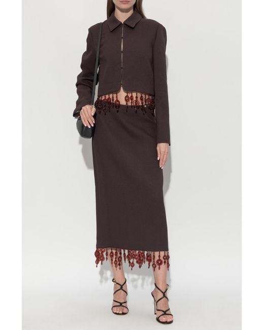 Tory Burch Black Skirt With Decoratively Finished Hem