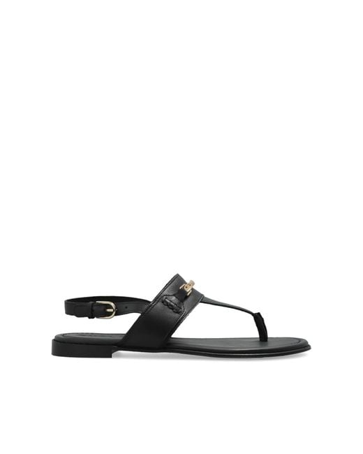 Furla Black "Heritage" Leather Sandals