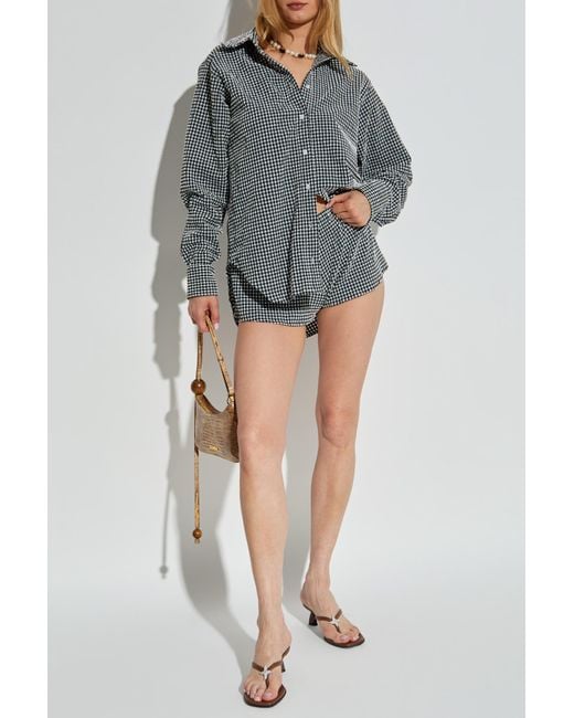 Hunza G Gray Shirt With A Check Pattern