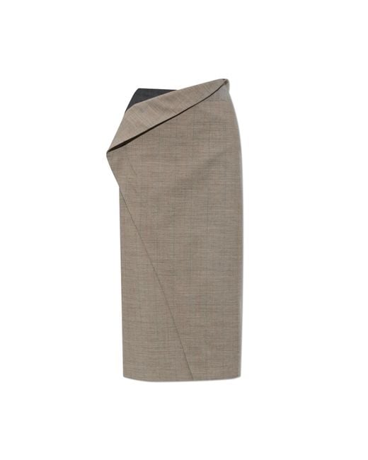 Jil Sander Gray Wool Skirt With Slit