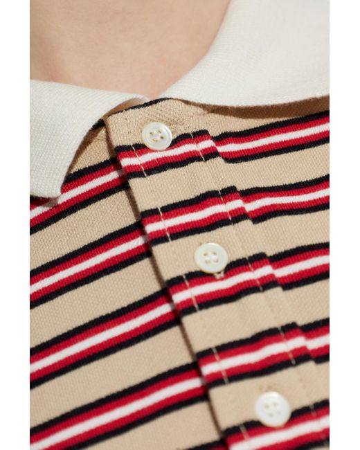 A.P.C. Red Striped Pattern Polo
