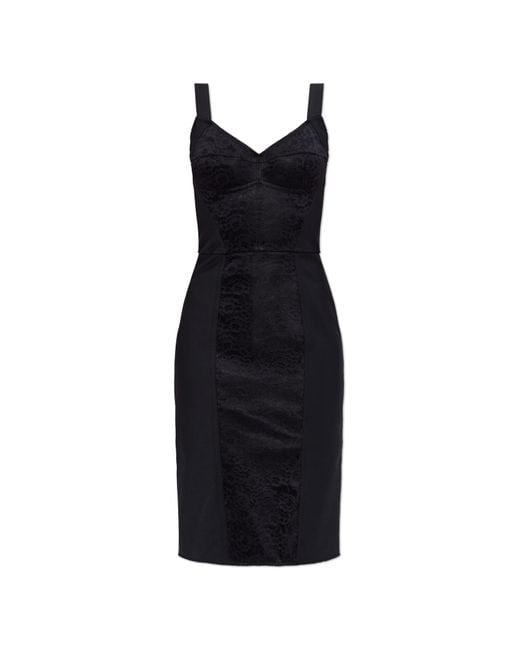 Dolce & Gabbana Black Fitted Dress With Spaghetti Straps