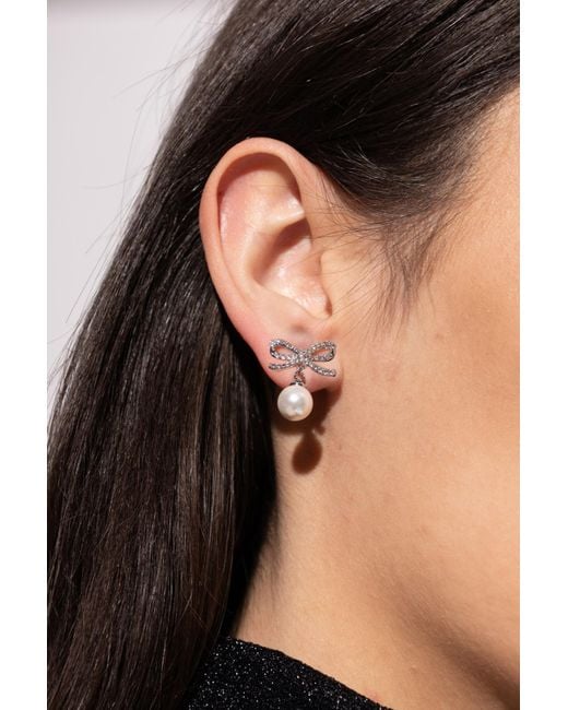 Self-Portrait Metallic Earrings With Shimmering Crystals
