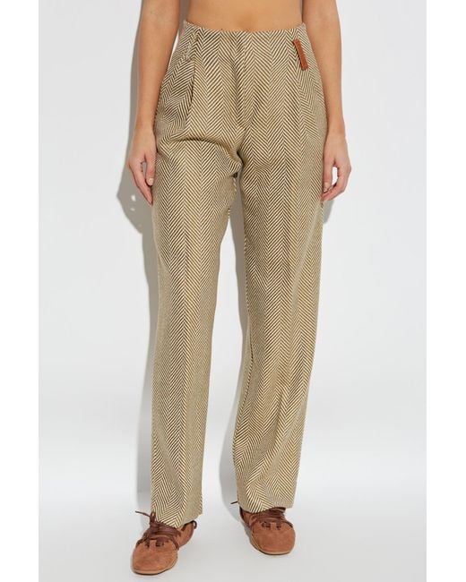 Forte_forte Natural Herringbone Pattern Trousers
