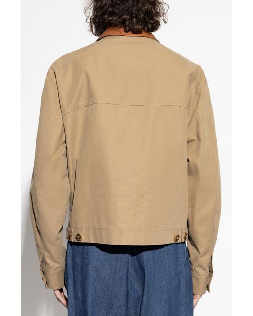 Versace Natural Jacket With A Leather Collar for men