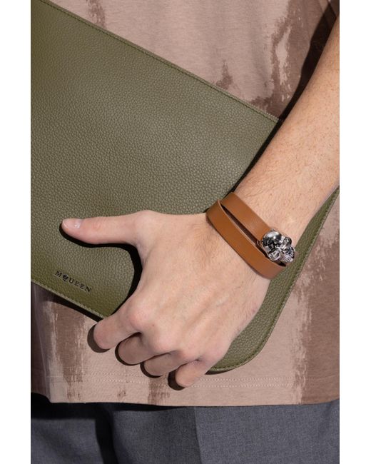 McQueen Brown Leather Bracelet for men