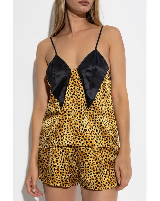 Versace Black Silk Top With Animal Print