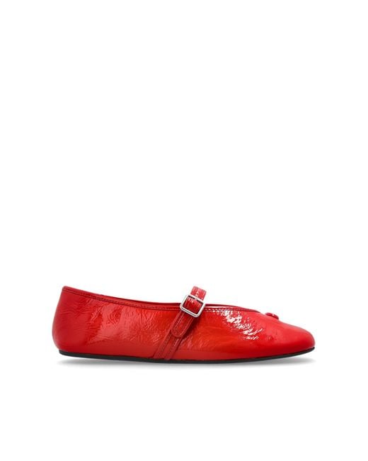 COACH Red Ballet Flats With Logo-Shaped Applique