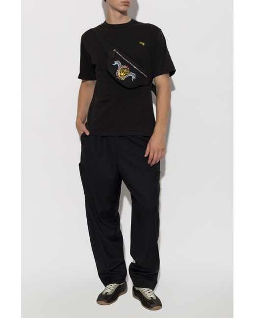 KENZO Black T-Shirt With Patch for men
