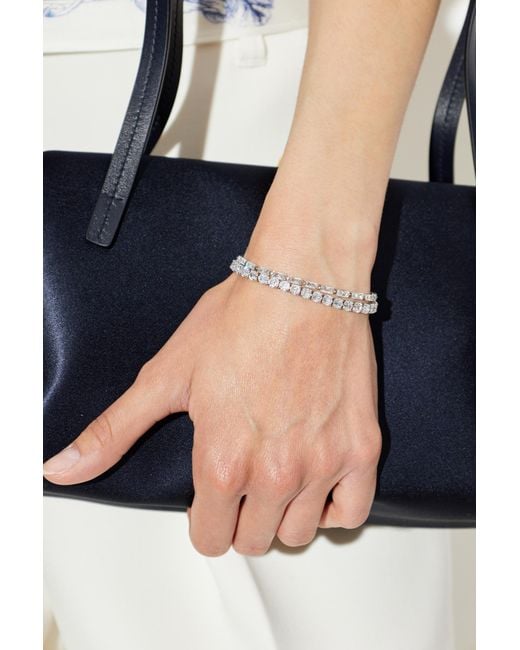 Ferragamo White Bracelet With Crystals