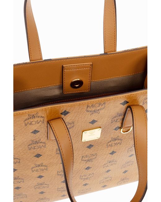 MCM Brown Monogrammed Shopper Bag