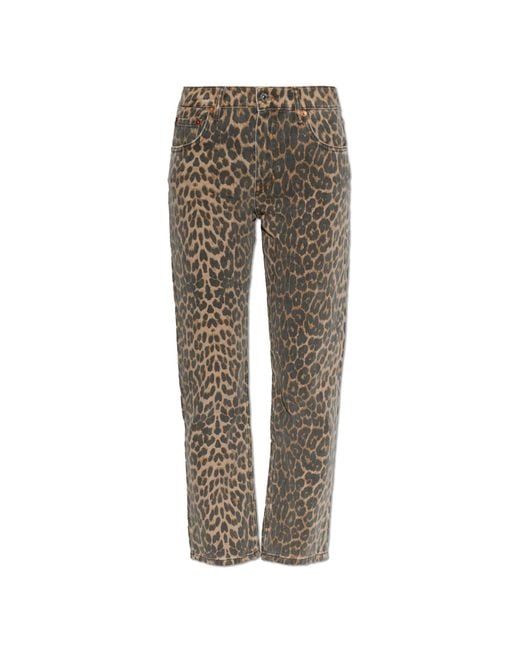 Re/done Gray Jeans Trousers With Animal Motif