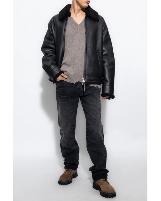 AllSaints Black ‘Ashford’ Shearling Jacket for men