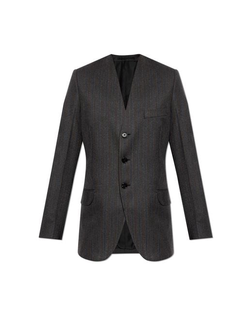 Jil Sander Black Herringbone Pattern Blazer