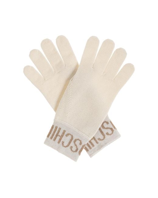Moschino White Gloves With Logo