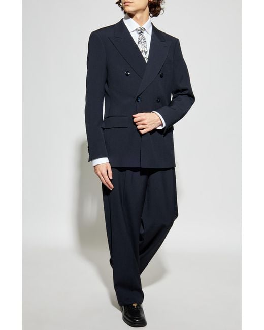 Giorgio Armani Pinstripe Suit in Blue for Men | Lyst UK