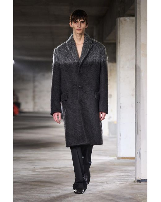 Dries Van Noten Black Coat With Mohair Finish for men