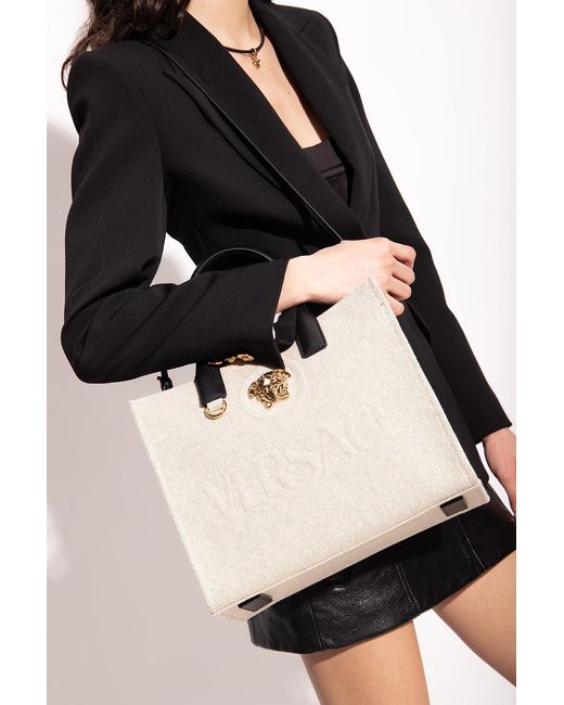 Versace Natural 'La Medusa Small' Shopper Bag