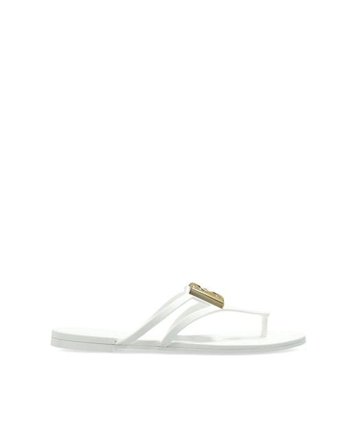 Dolce & Gabbana White Flip-Flops With Logo