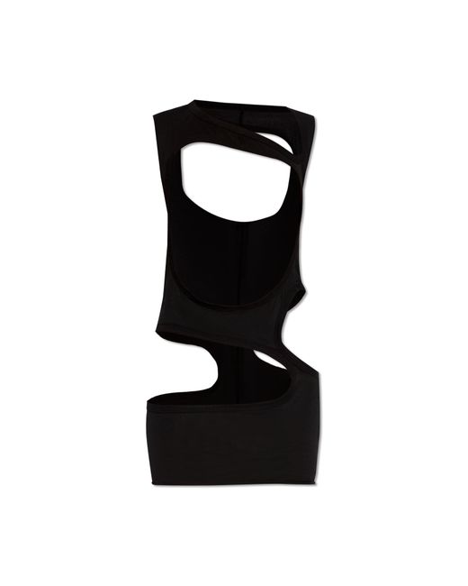 Rick Owens Black 'membrane Iii' Top With Cut-outs,
