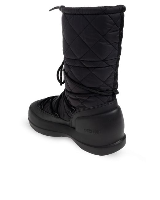 Moon Boot Black 'Mezzaluna Quilted' Snow Boots