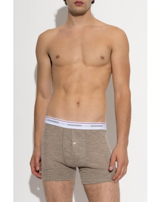 DSquared² Brown Wool Boxers With Logo for men