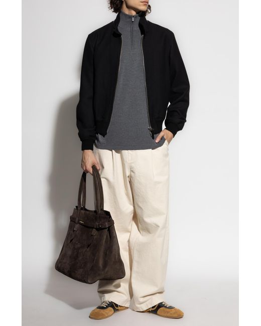 Sease Gray Wool Sweater With Stand-Up Collar for men