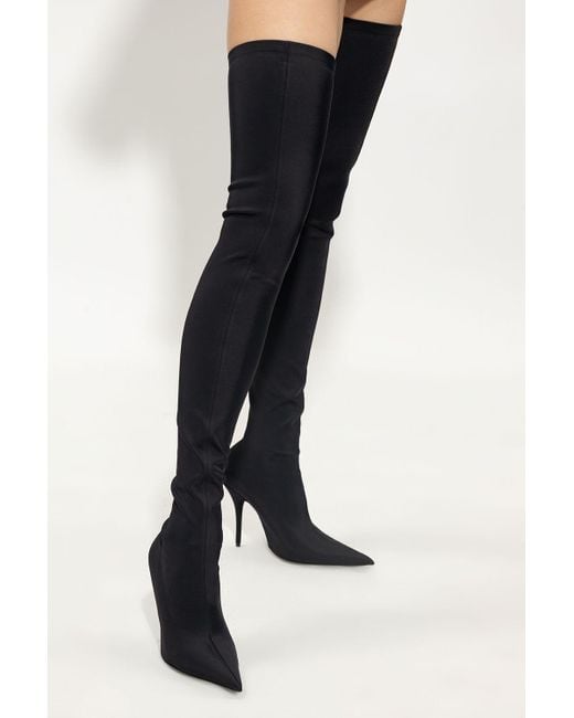 Balenciaga 'knife' Heeled Thigh-high Boots in Black | Lyst