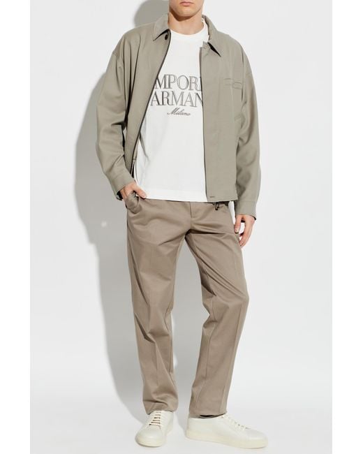 Emporio Armani White T-Shirt With Embroidered Logo for men