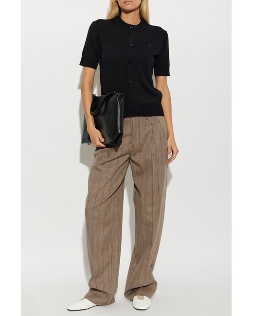 AMI Black Wool Cardigan With Short Sleeves