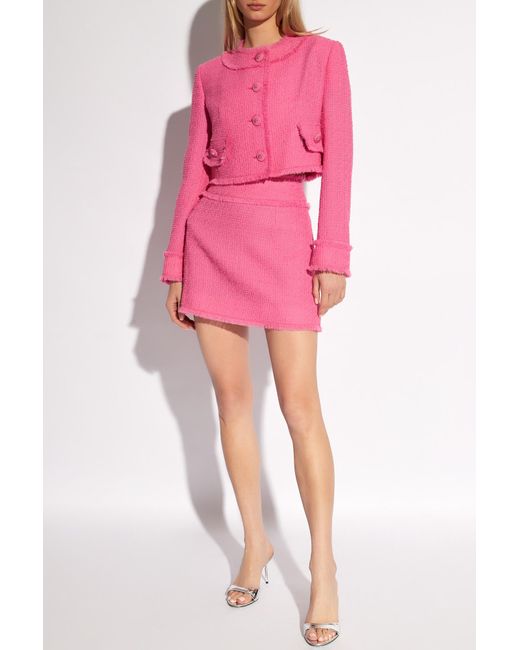 Dolce & Gabbana Pink Cropped Tweed Jacket,