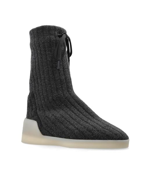 Fear Of God Black Ankle Boots Moc Knit Hi