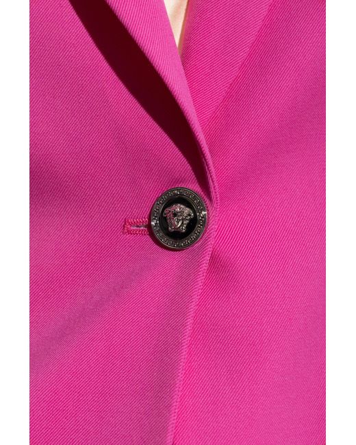 Versace Pink Wool Blazer With Closed Lapels