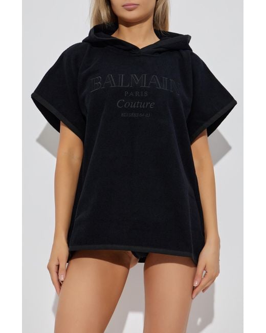 Balmain Black Cotton Poncho