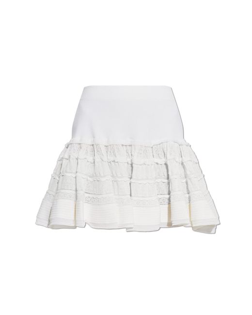 Alaïa White Short Skirt With Ruffles