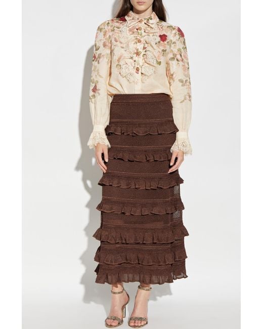 Zimmermann Brown Ruffled Skirt