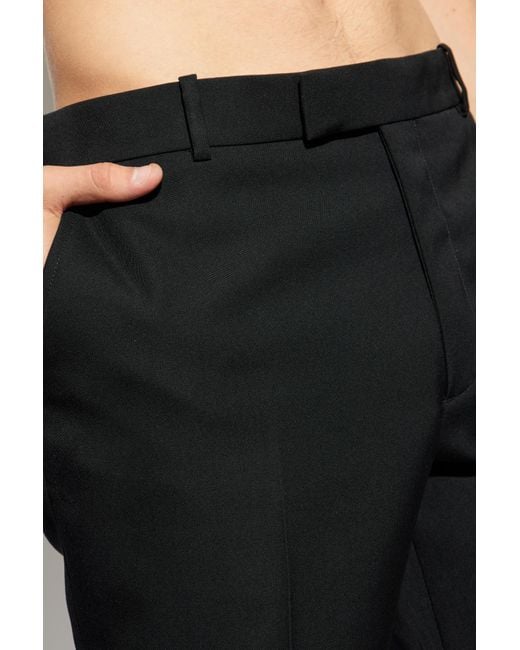 Alexander McQueen Black Wool Pleated Trousers for men