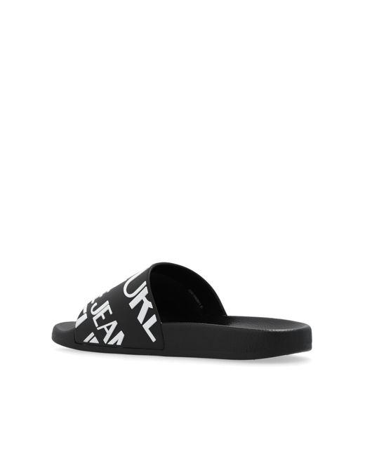 Versace White Slides With Logo,
