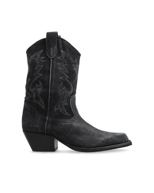 Vic Matié Black Denim Cowboy Boots,