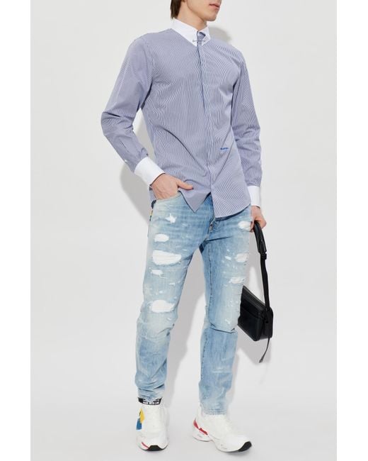 DSquared² Blue Striped Shirt for men