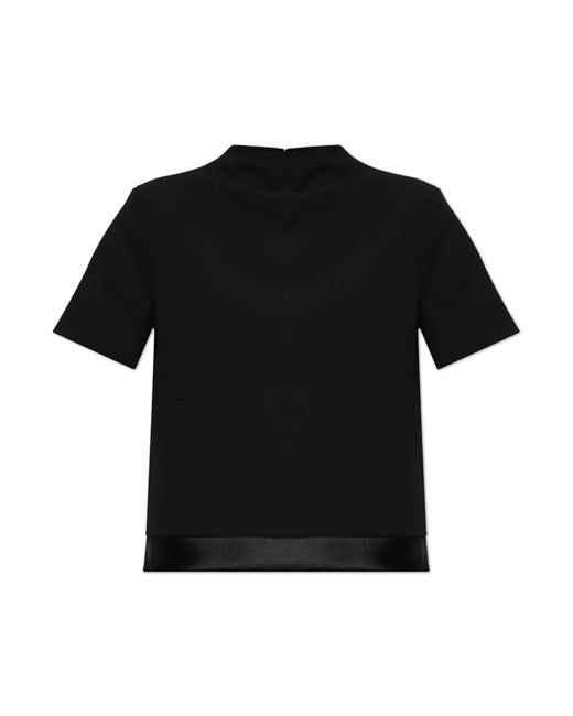 Jil Sander Black Wool Top With Short Sleeves