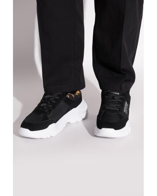 Versace Jeans Couture Black Sports Shoes With "Barocco" Print for men