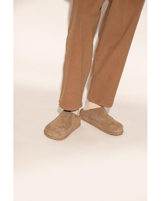 Birkenstock Brown 'Zermatt Suede' Slides for men
