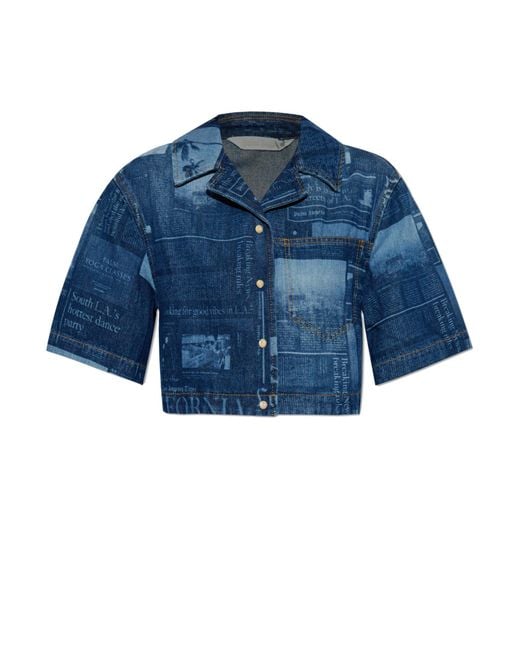 Palm Angels Blue Denim Shirt