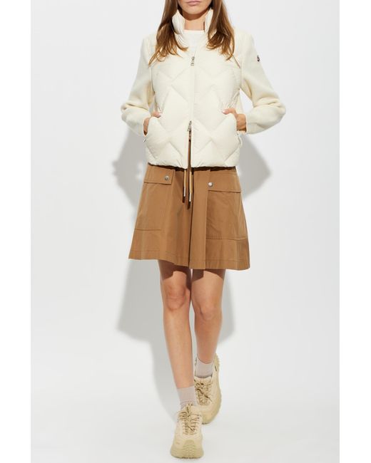 Moncler White Cardigan With Quilted Front
