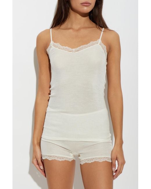 Hanro White Lingerie Top From The 'Woolen Lace' Collection