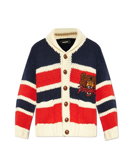 DSquared² Red Woolen Cardigan for men